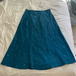 Suede Blue Sequin Maxi Skirt
